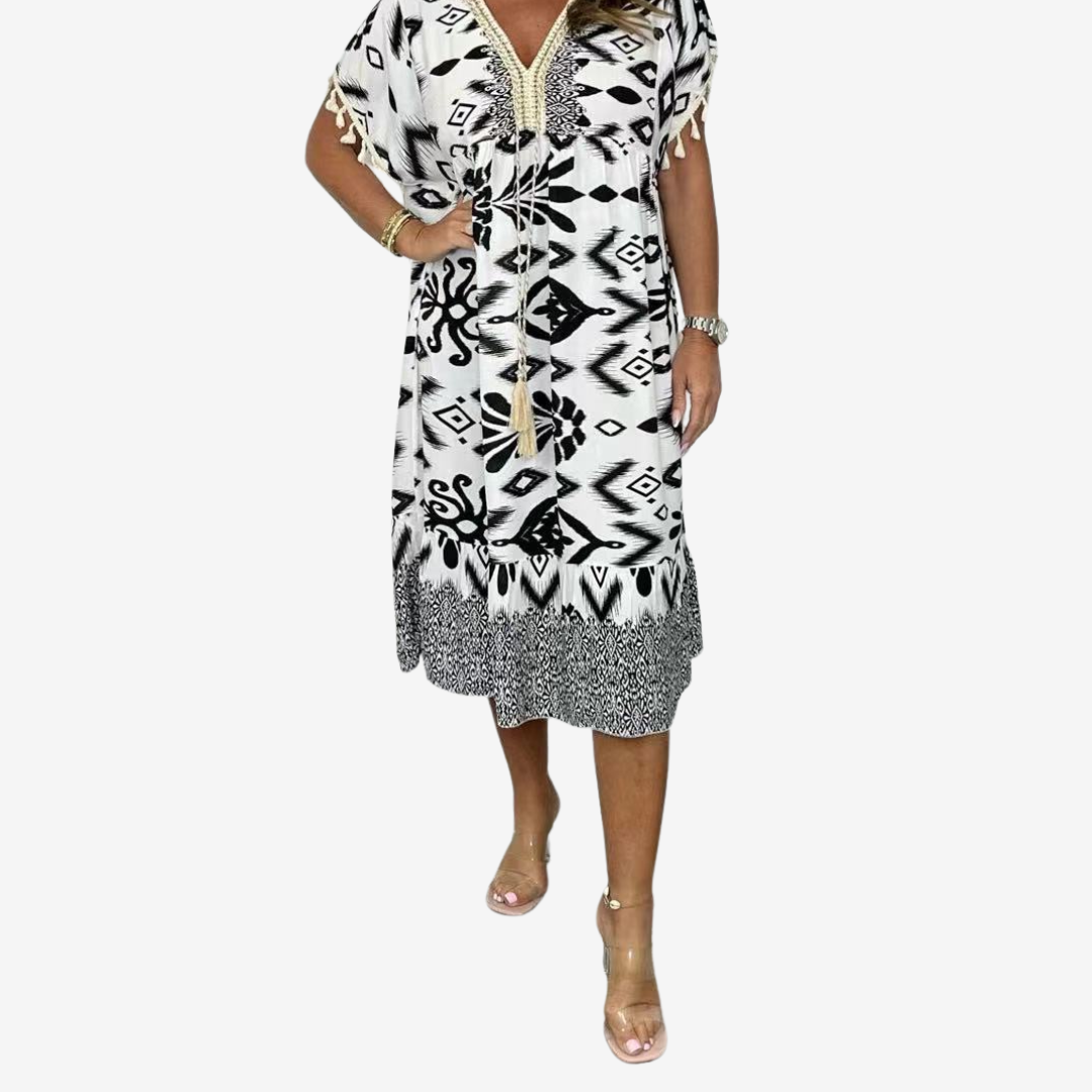 Solina™ Bohémské potištěné midi kalhoty