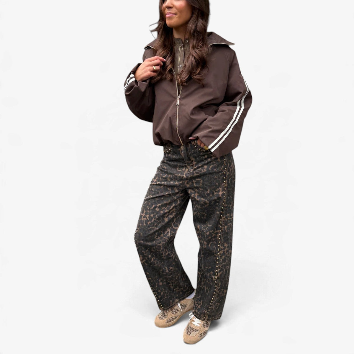 Clarisse™ Pruhovaná bomber bunda s detailem na rukávech