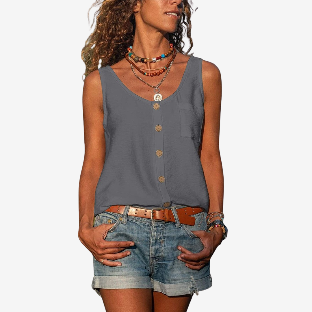 Sidra™ Výstřih do V s knoflíky