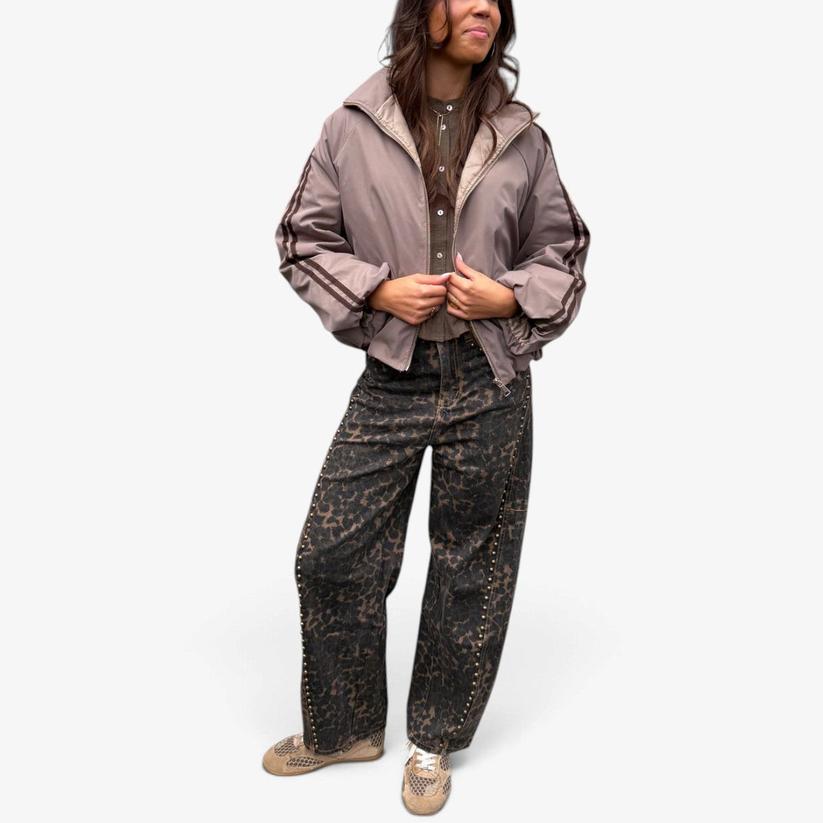 Clarisse™ Pruhovaná bomber bunda s detailem na rukávech