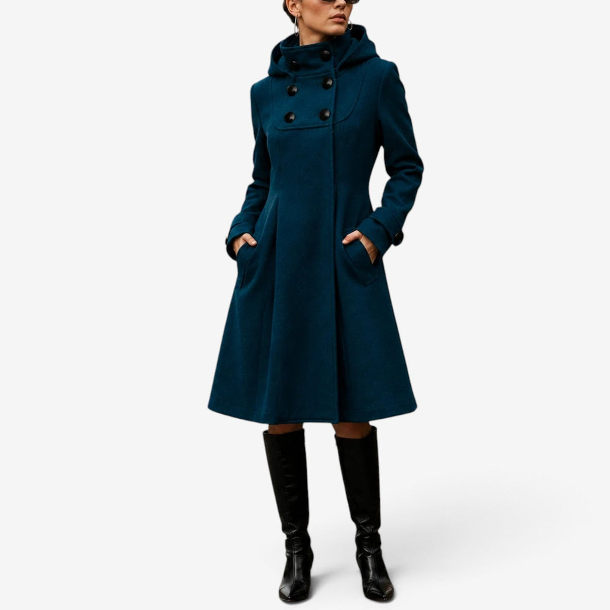 Beatrix™ Kabát s kapucí na dvouřadové zapínání
