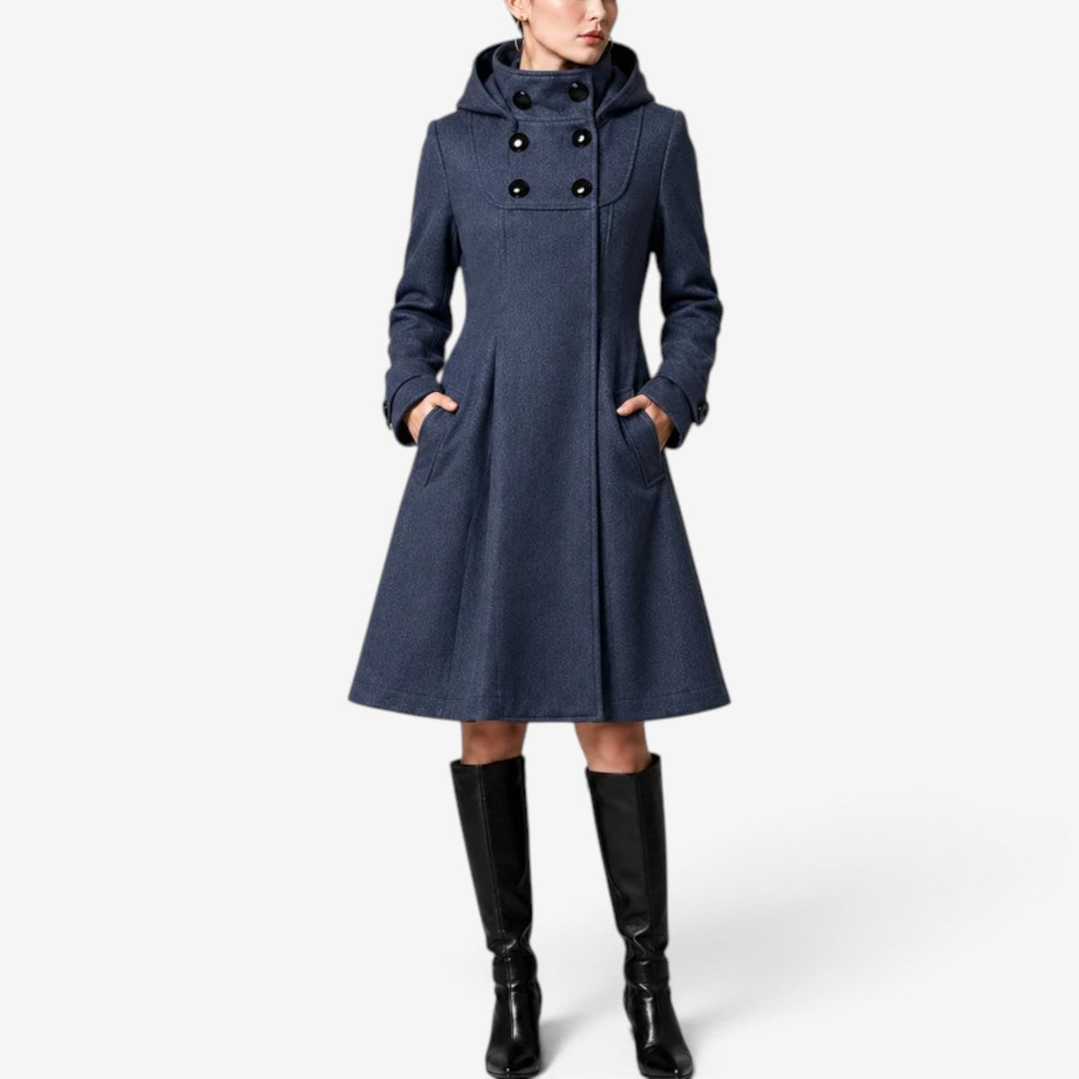 Beatrix™ Kabát s kapucí na dvouřadové zapínání