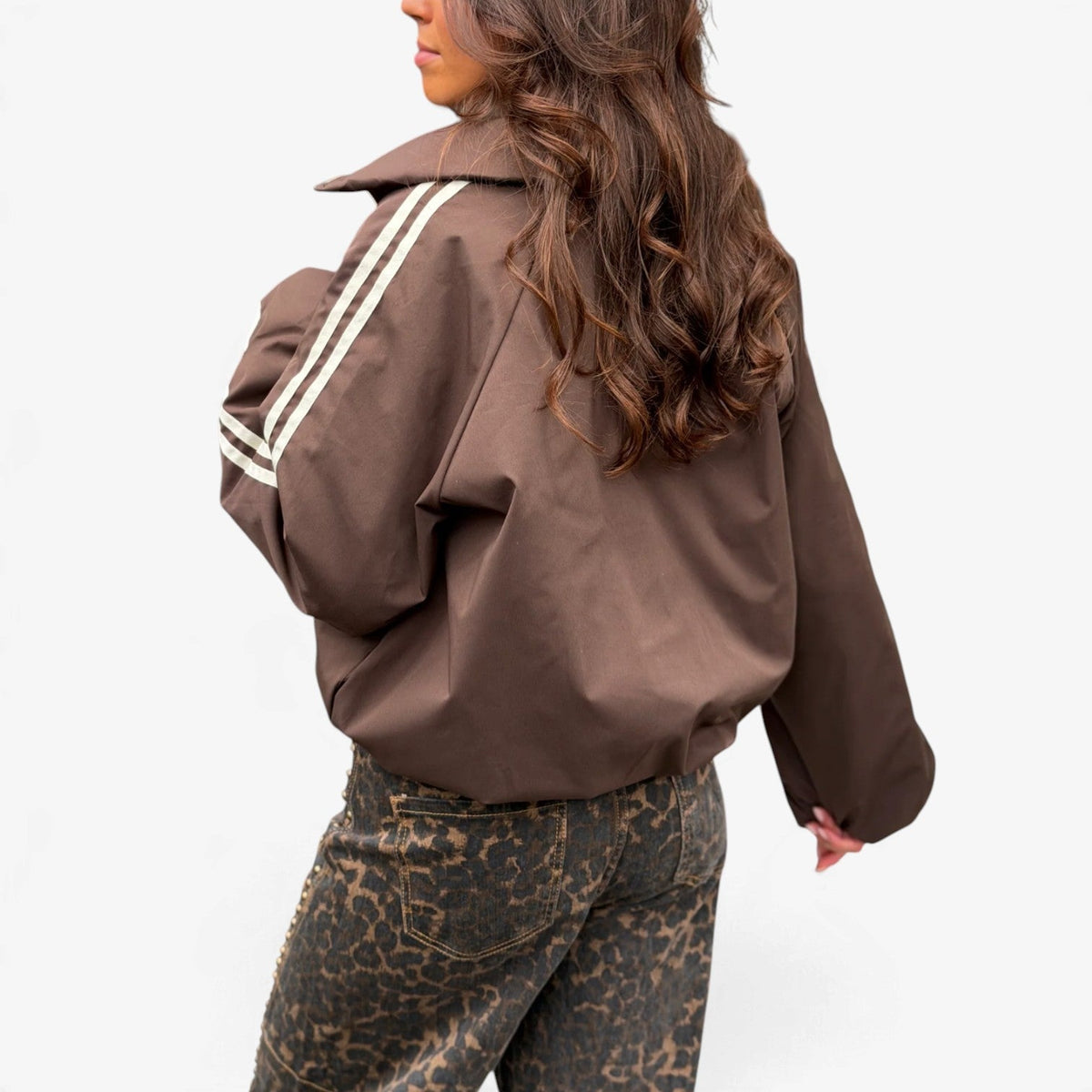 Clarisse™ Pruhovaná bomber bunda s detailem na rukávech