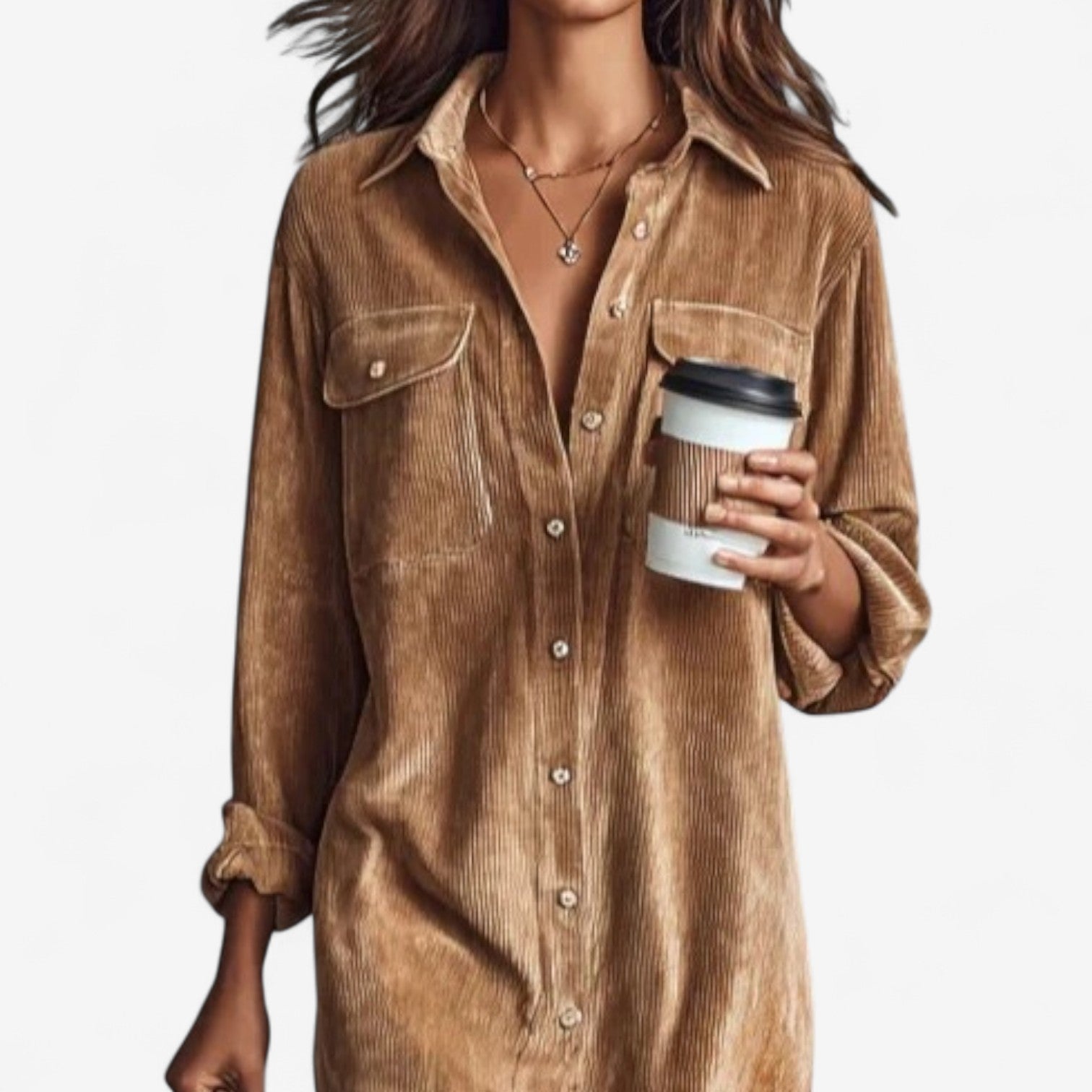 Anastacia™ Midi manšestrové šaty s širokými nohavicemi