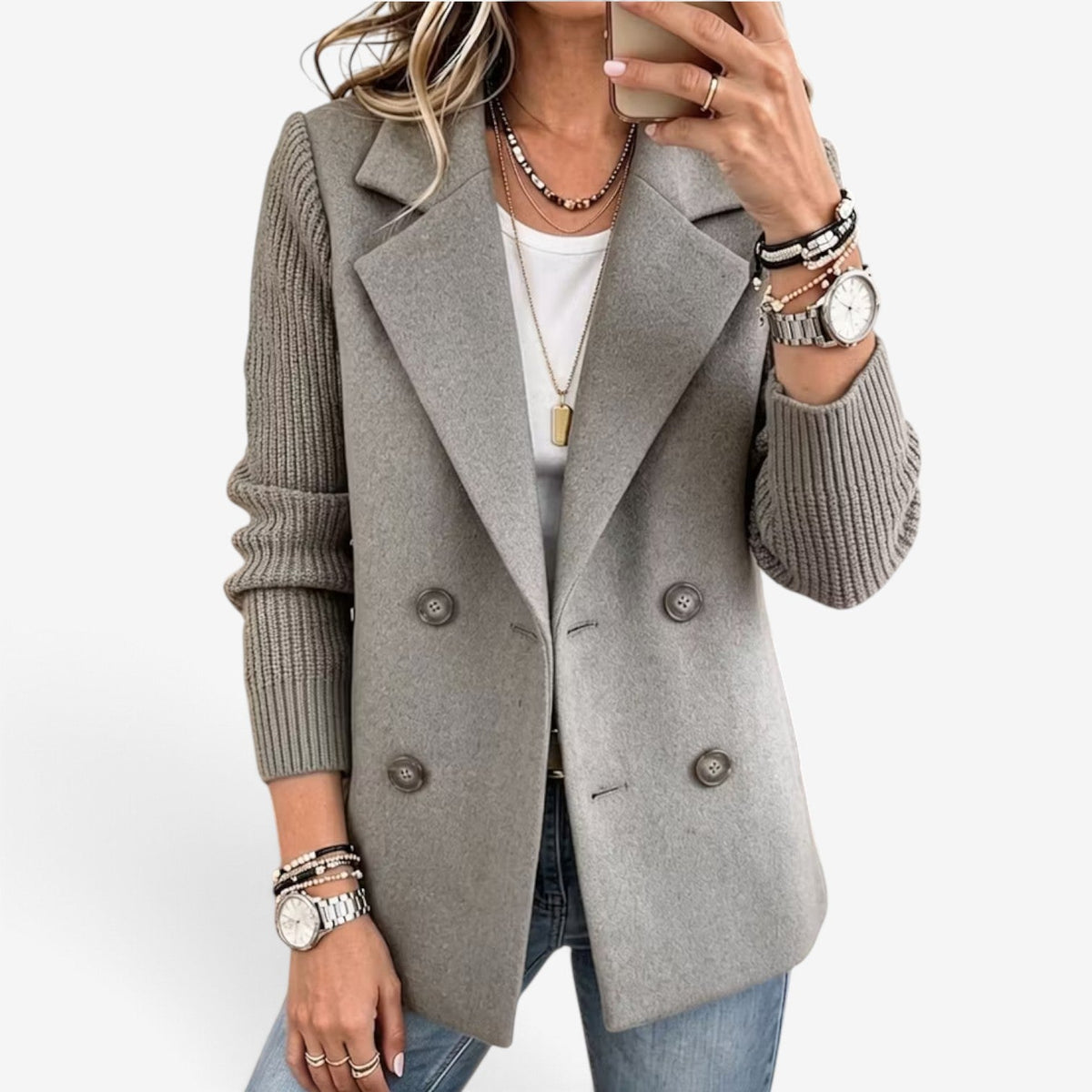 Claudine™ Dvouřadový pletený blazer