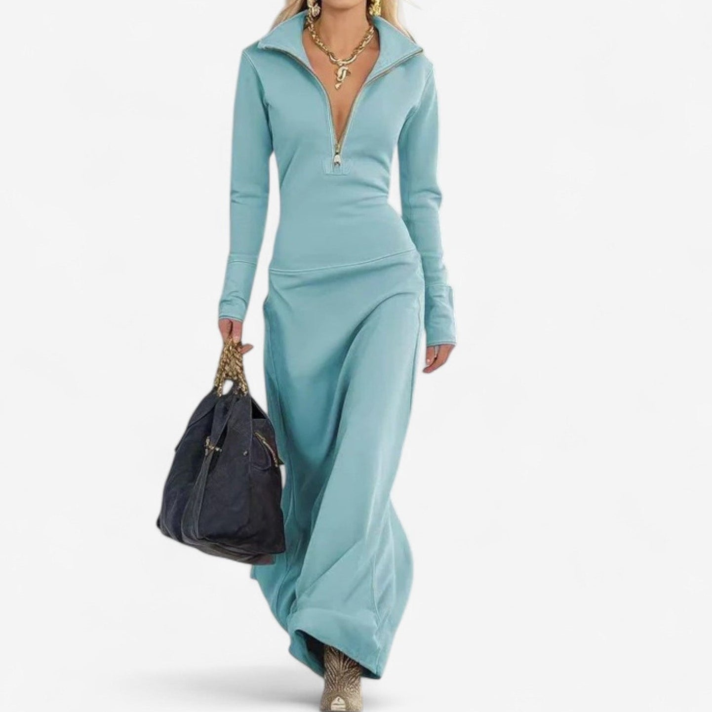 Katsiaryna™ Šaty s vysokým výstřihem