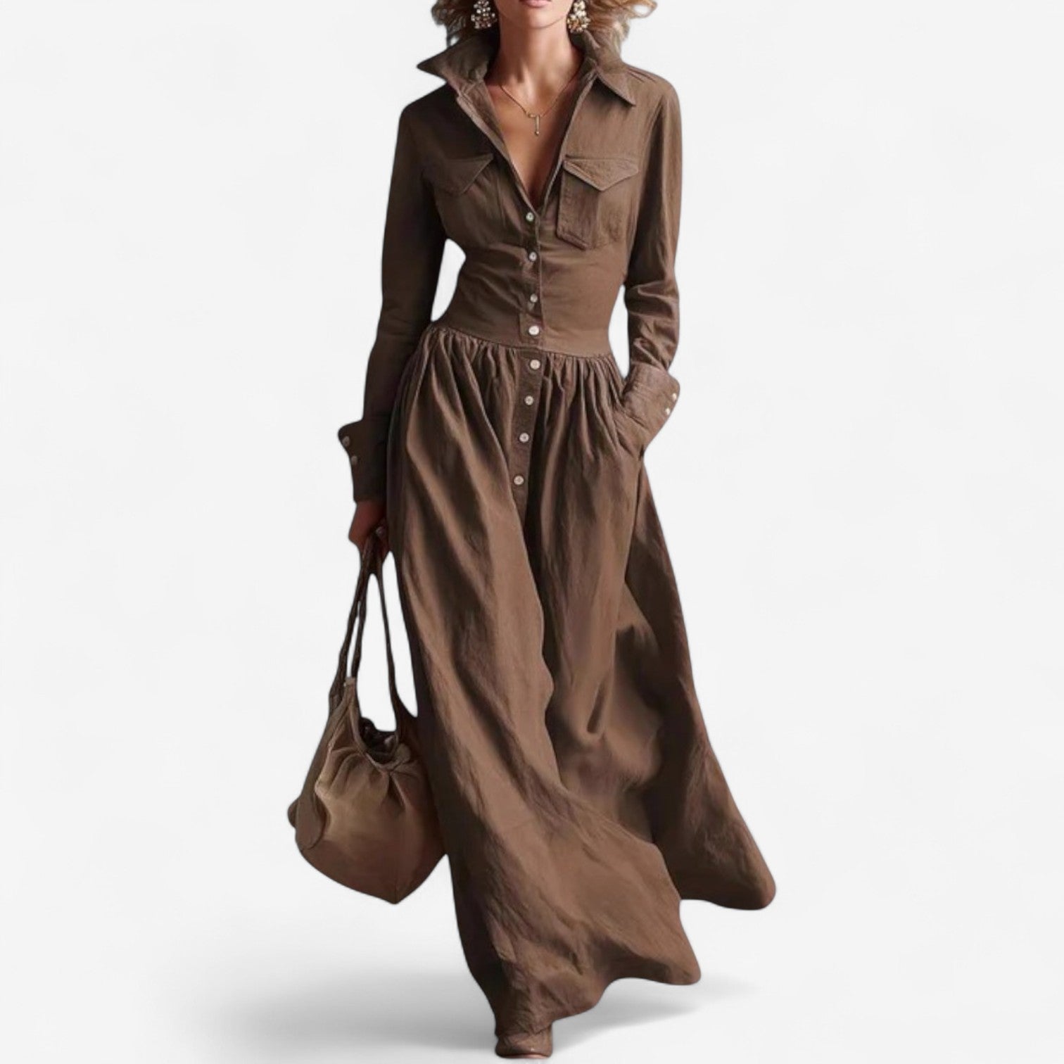 Janine™ Elegantní šaty na knoflíky