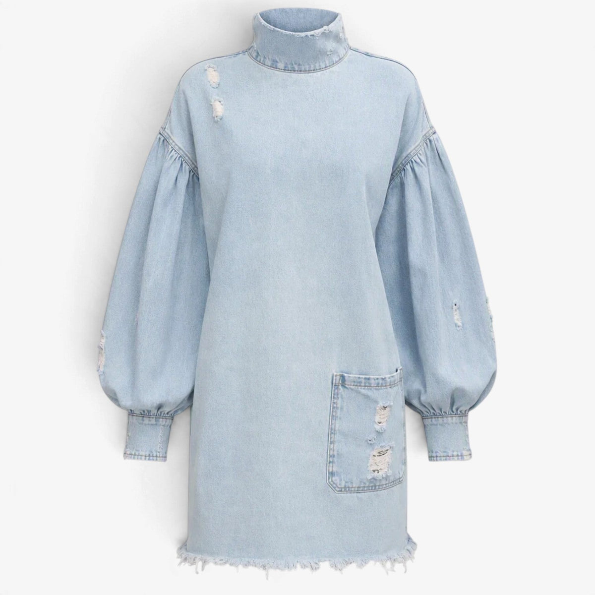 Evelyne™ Oversized Džínové Šaty s Distressingem