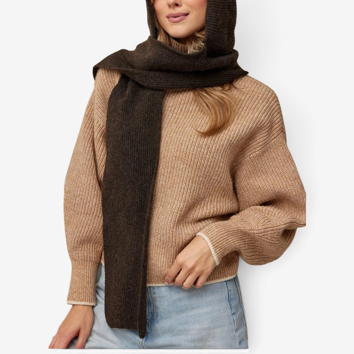 Ondine™ Dlouhá pletená šála s kapucí