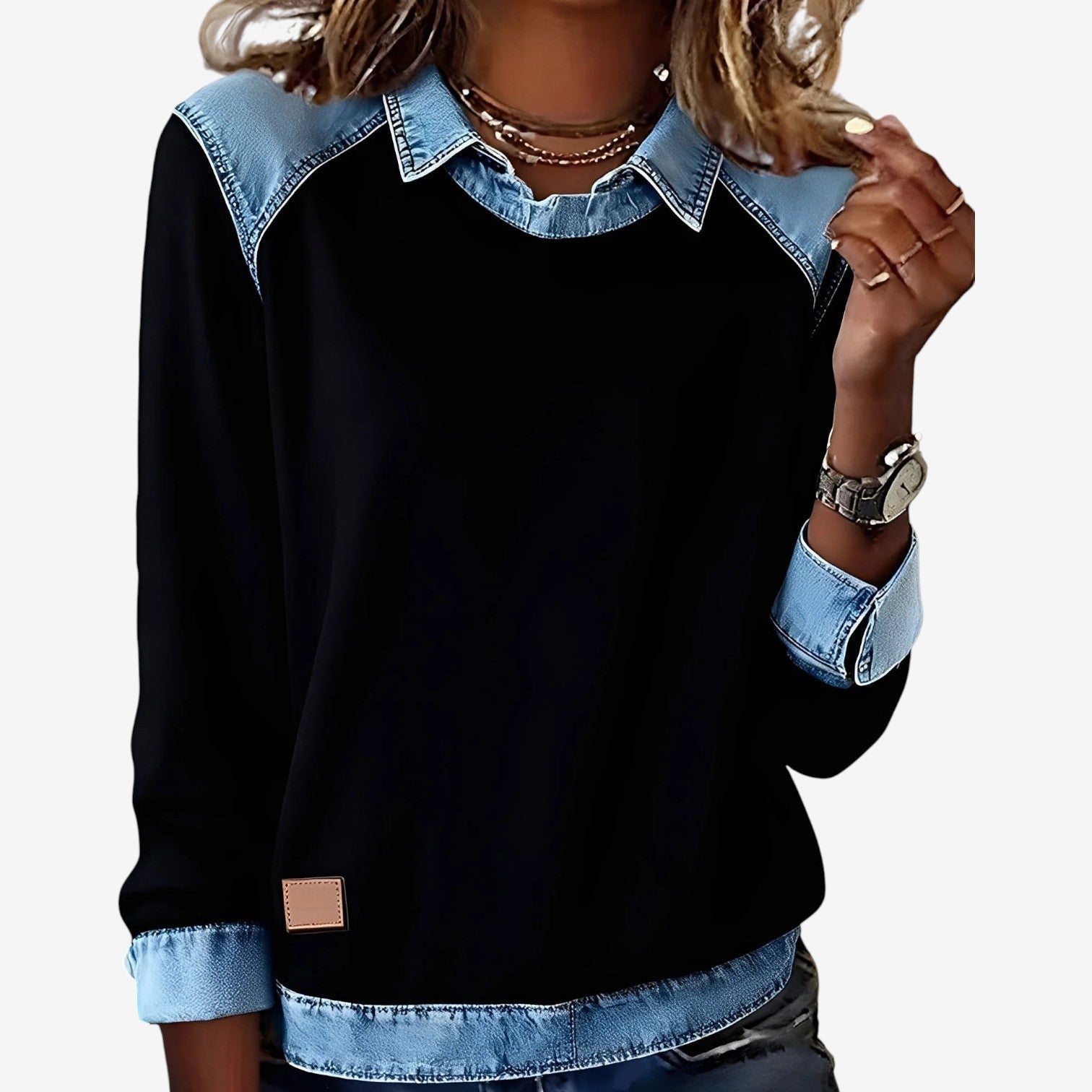 Galesi™ Svetr s denim detaily