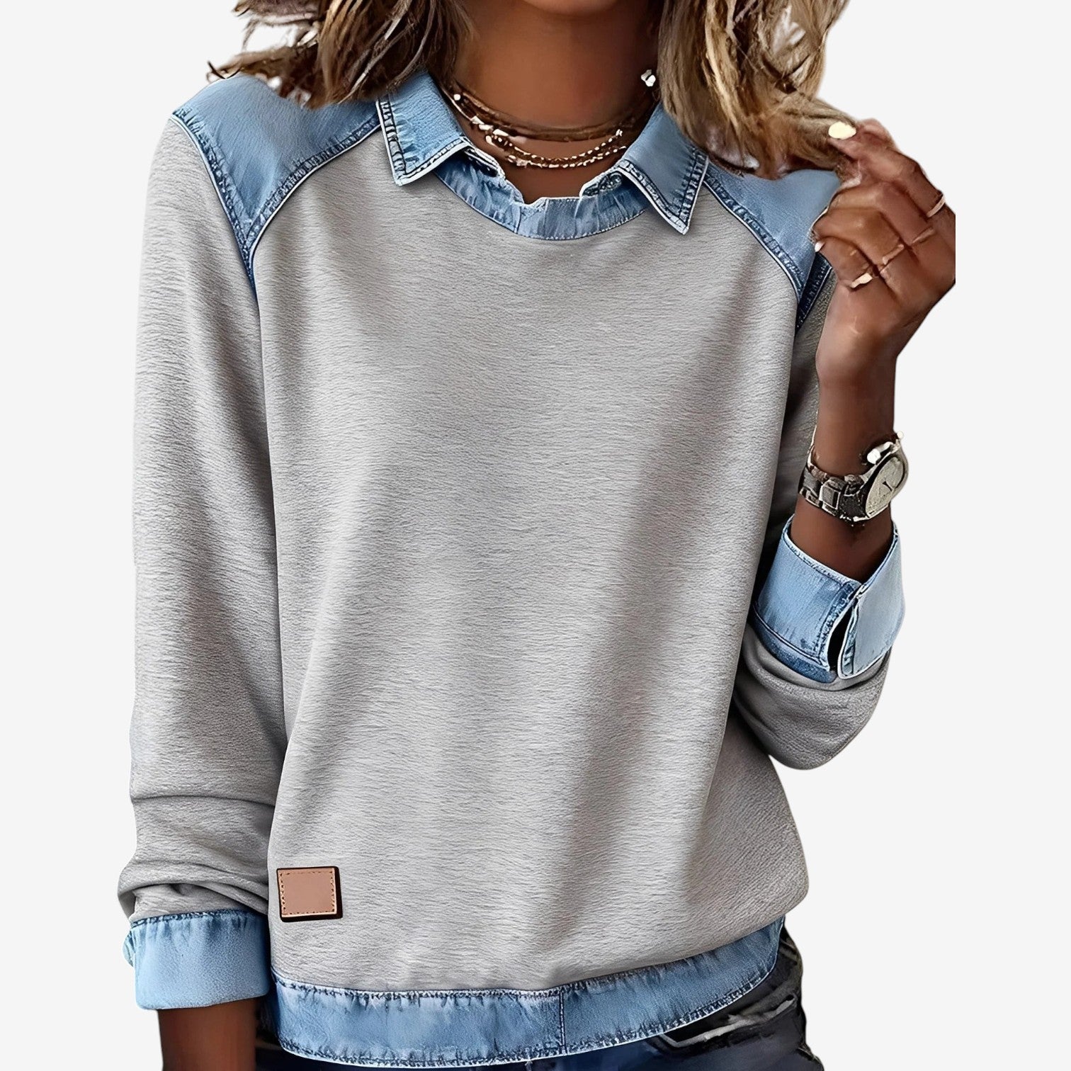 Galesi™ Svetr s denim detaily