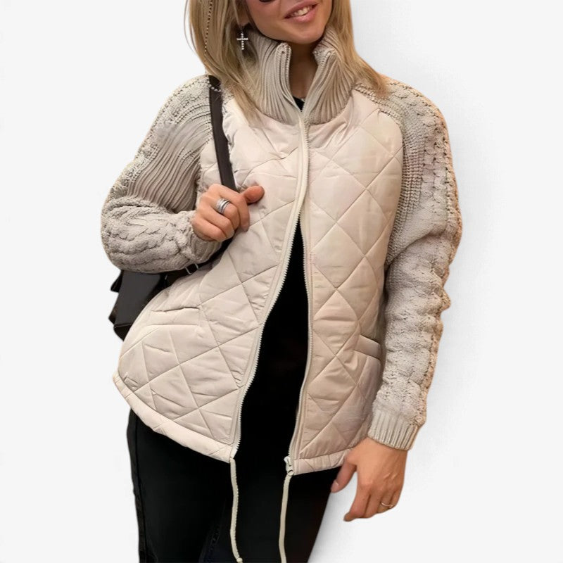 Brielle™ Prošívaná bunda s pleteným rukávem