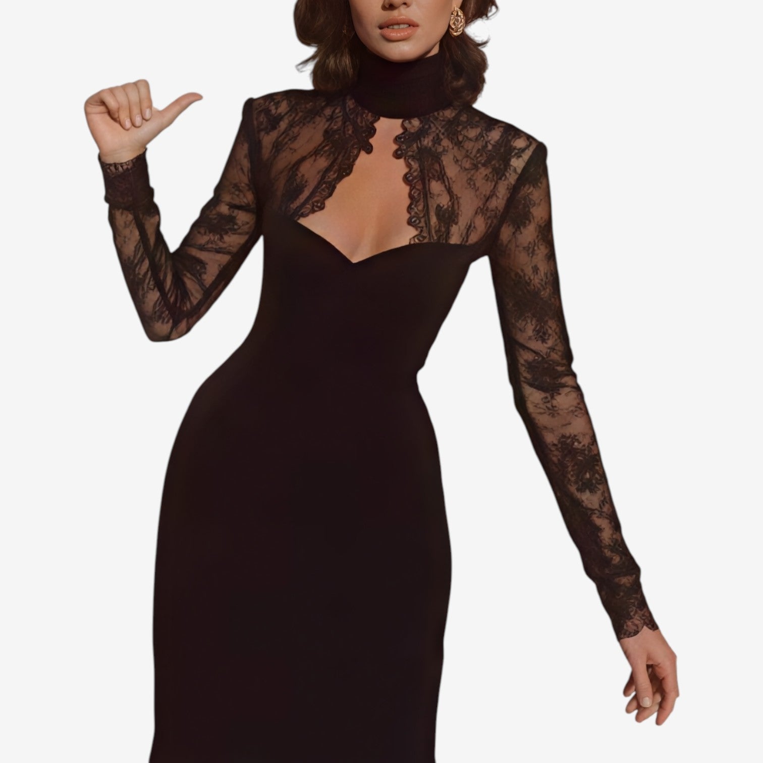 Salvacion™ Midi šaty s krajkovými panely