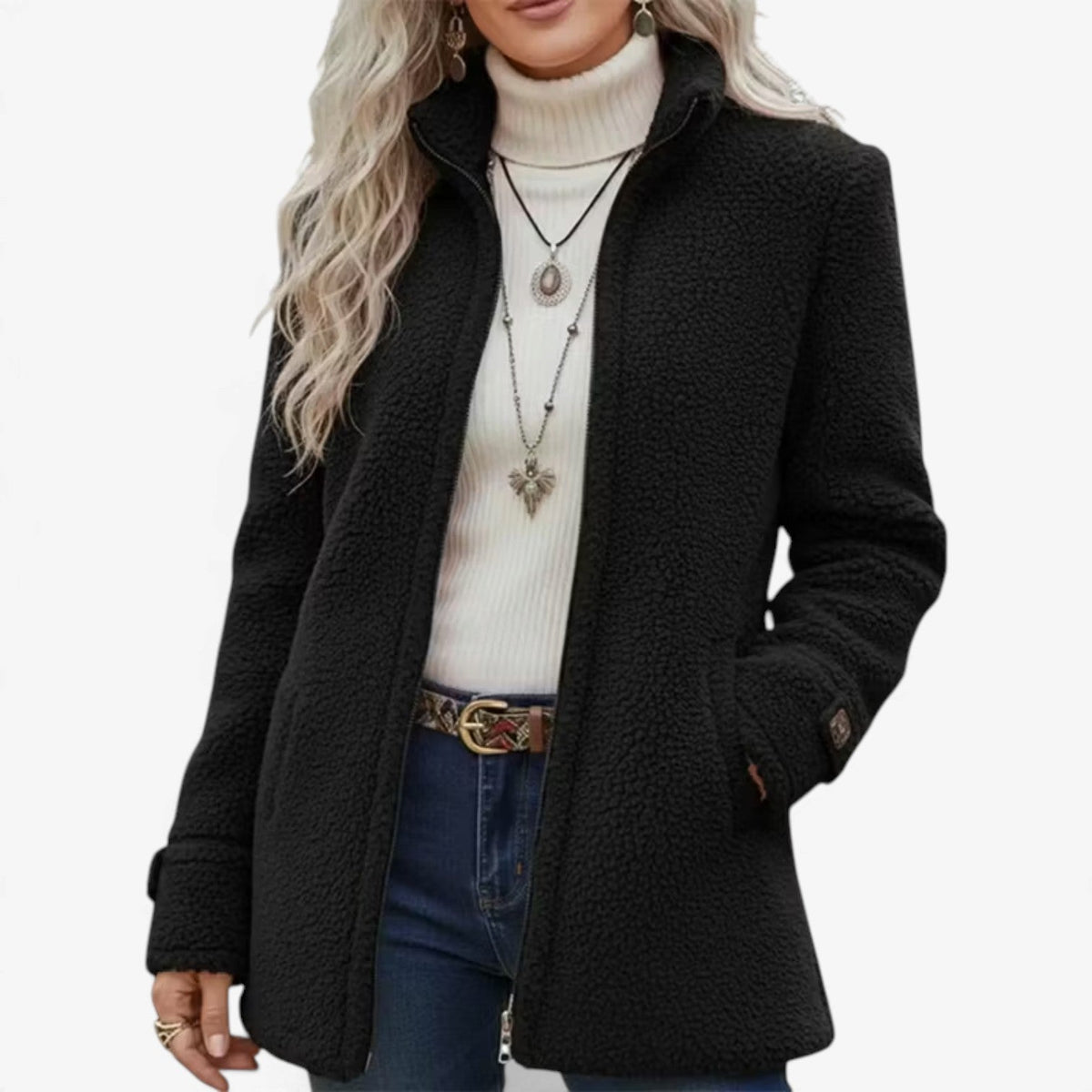 Freya™ Texturovaná bunda s límcem
