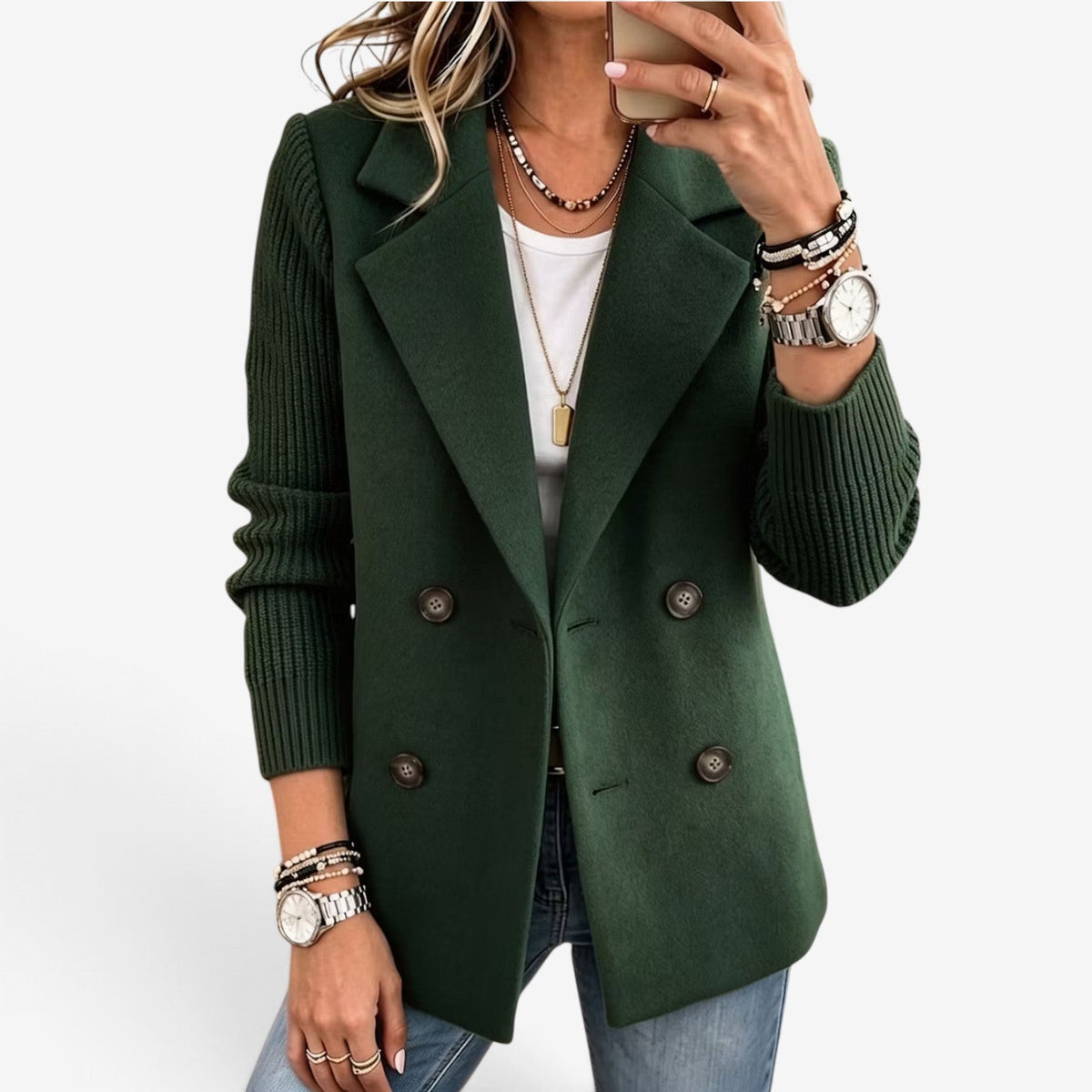 Claudine™ Dvouřadový pletený blazer