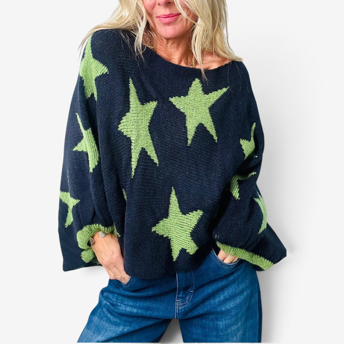 Stella™ Oversized pletený svetr s hvězdami