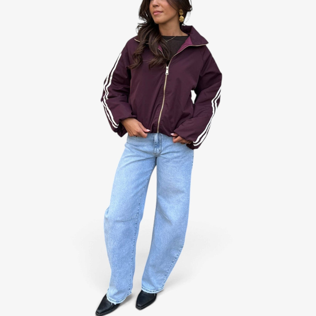 Clarisse™ Pruhovaná bomber bunda s detailem na rukávech