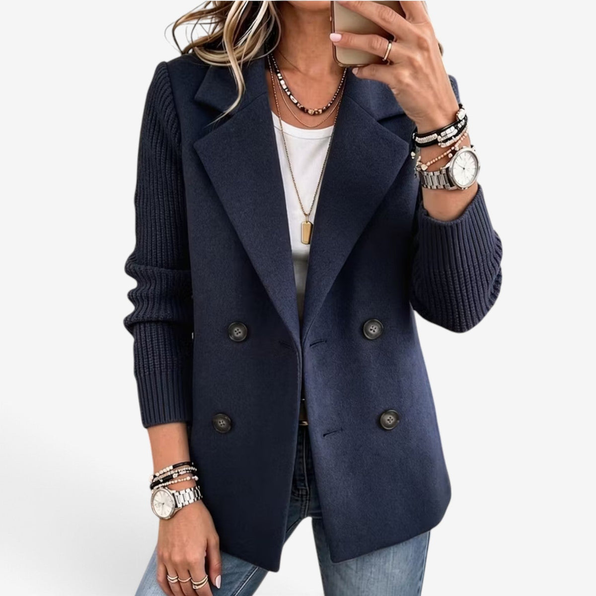 Claudine™ Dvouřadový pletený blazer