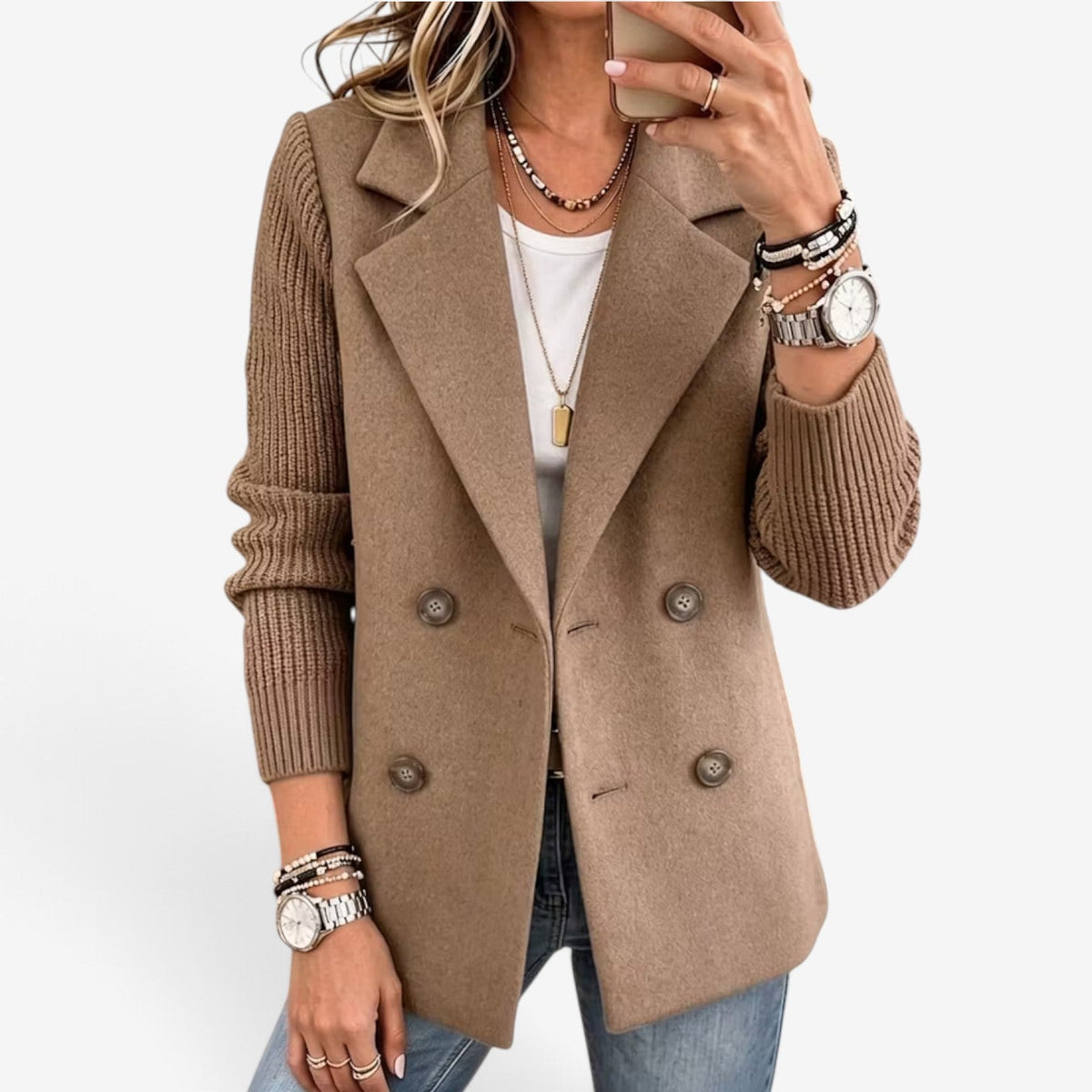 Claudine™ Dvouřadový pletený blazer