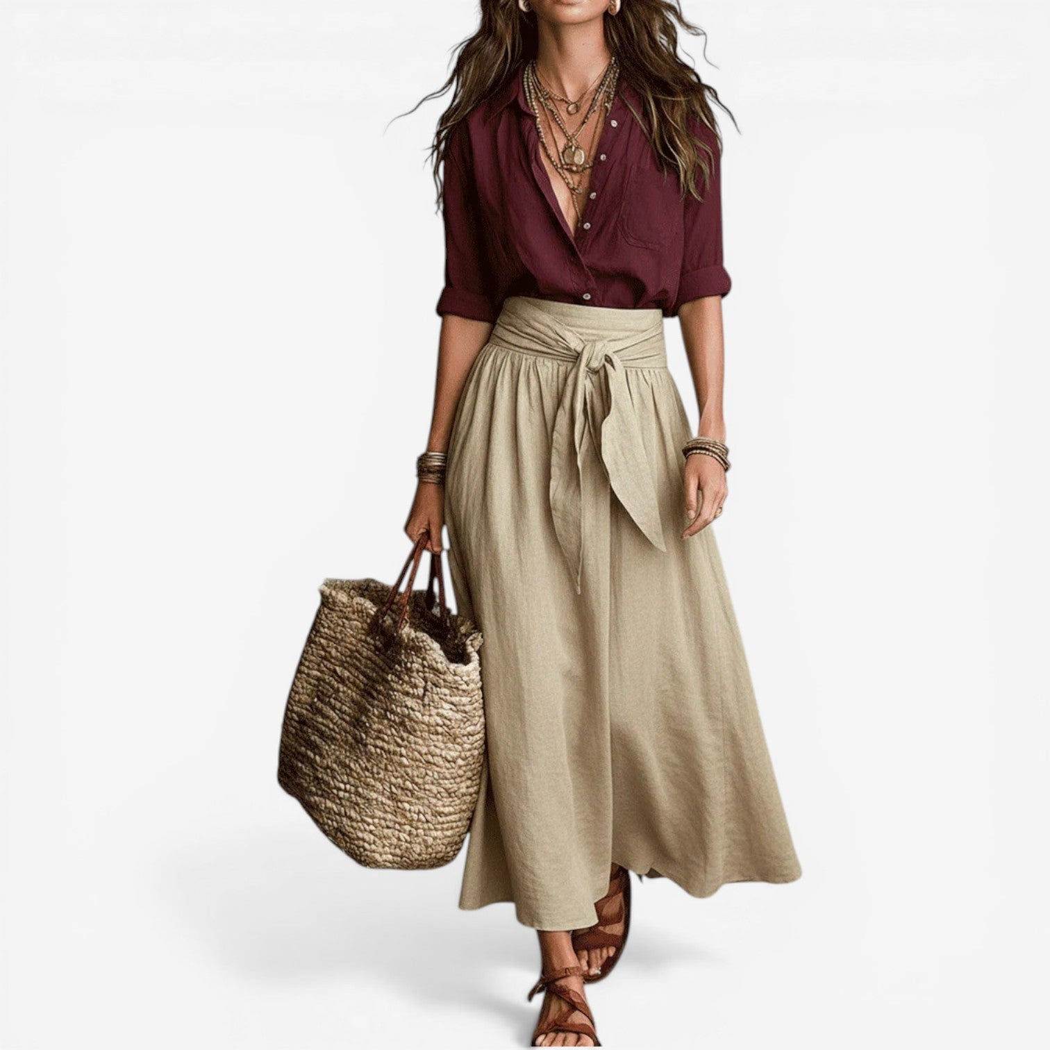 Aurea™ Splývavá midi sukně