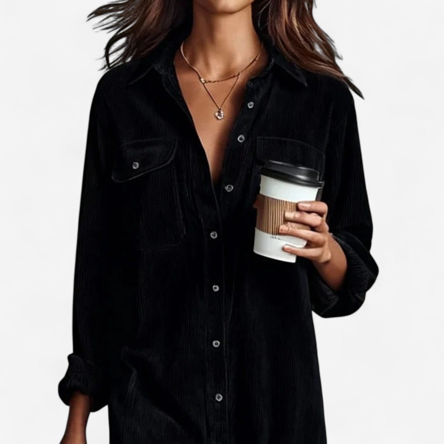 Anastacia™ Midi manšestrové šaty s širokými nohavicemi