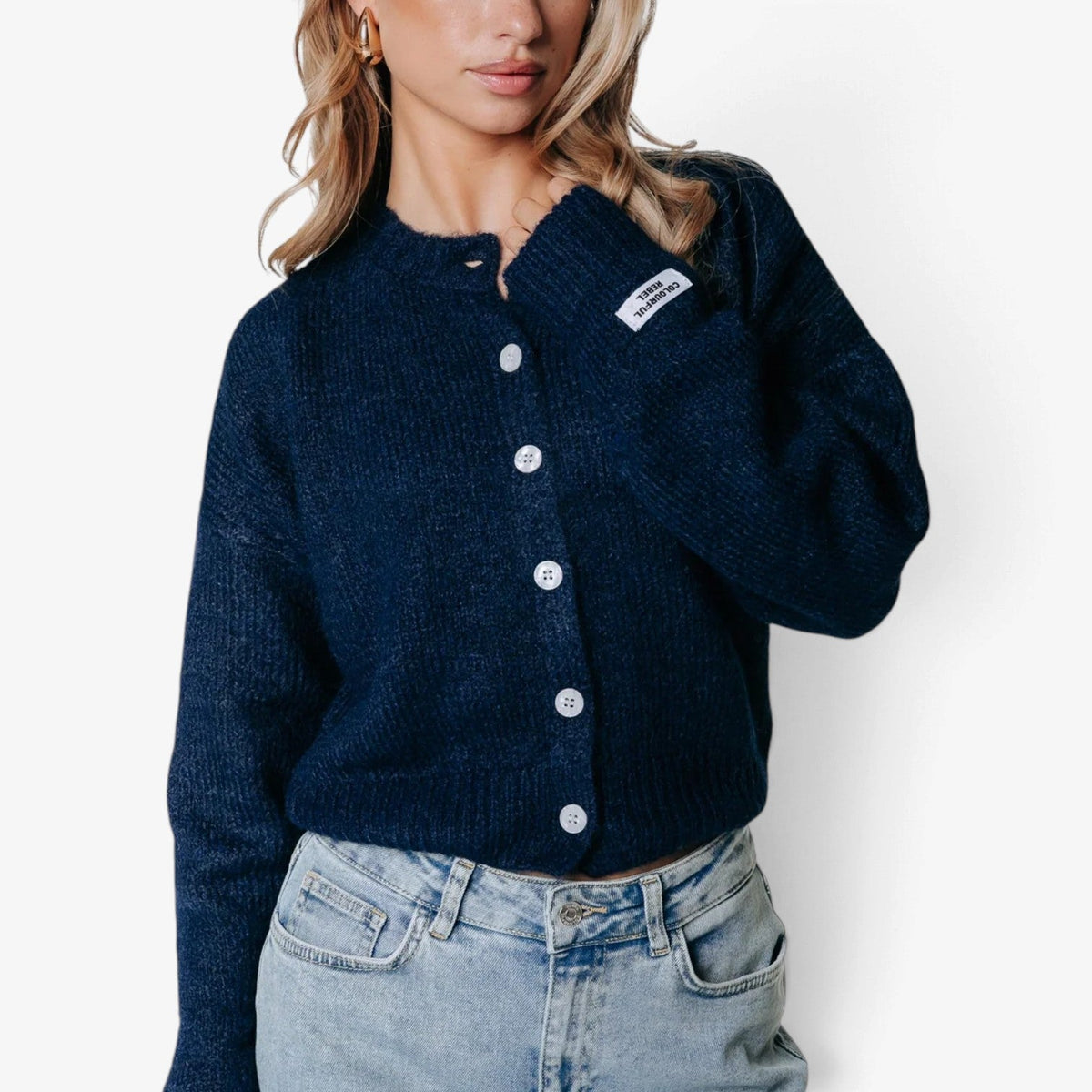 Mireille™ Zkrácený kardigan s knoflíkovou légou