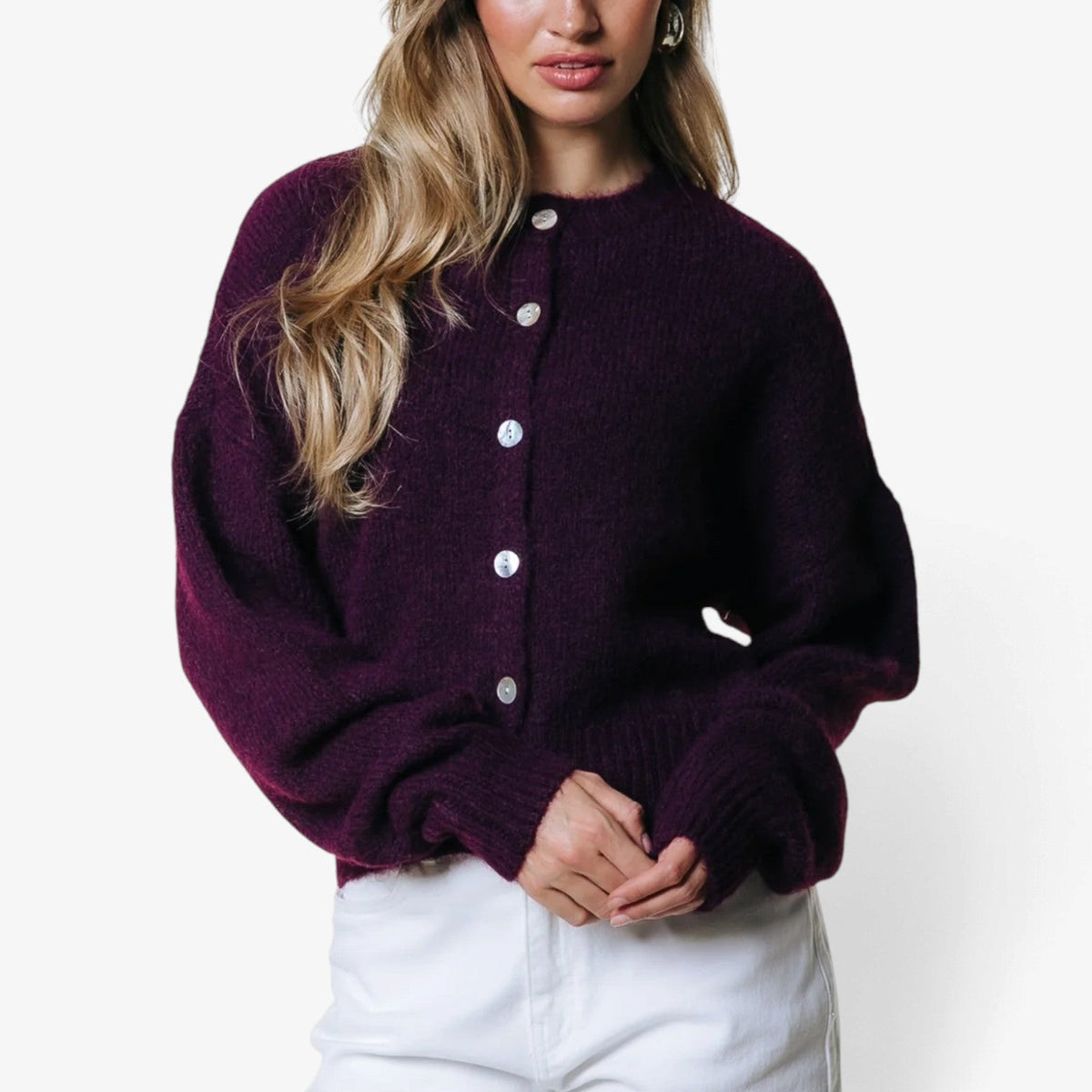 Mireille™ Zkrácený kardigan s knoflíkovou légou