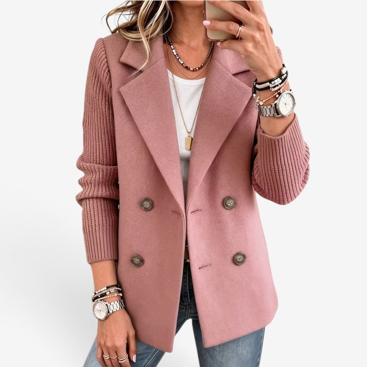 Claudine™ Dvouřadový pletený blazer