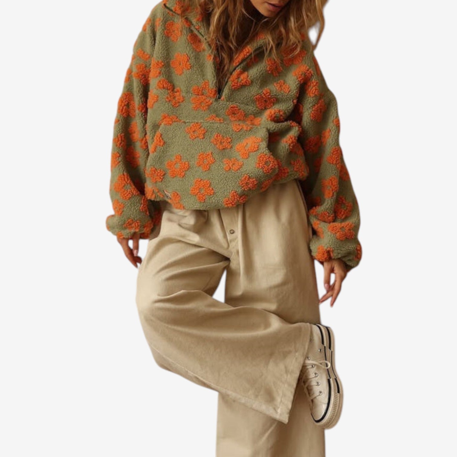 Emmanuelle™ Květinový fleecový svetr