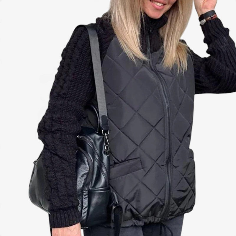 Brielle™ Prošívaná bunda s pleteným rukávem