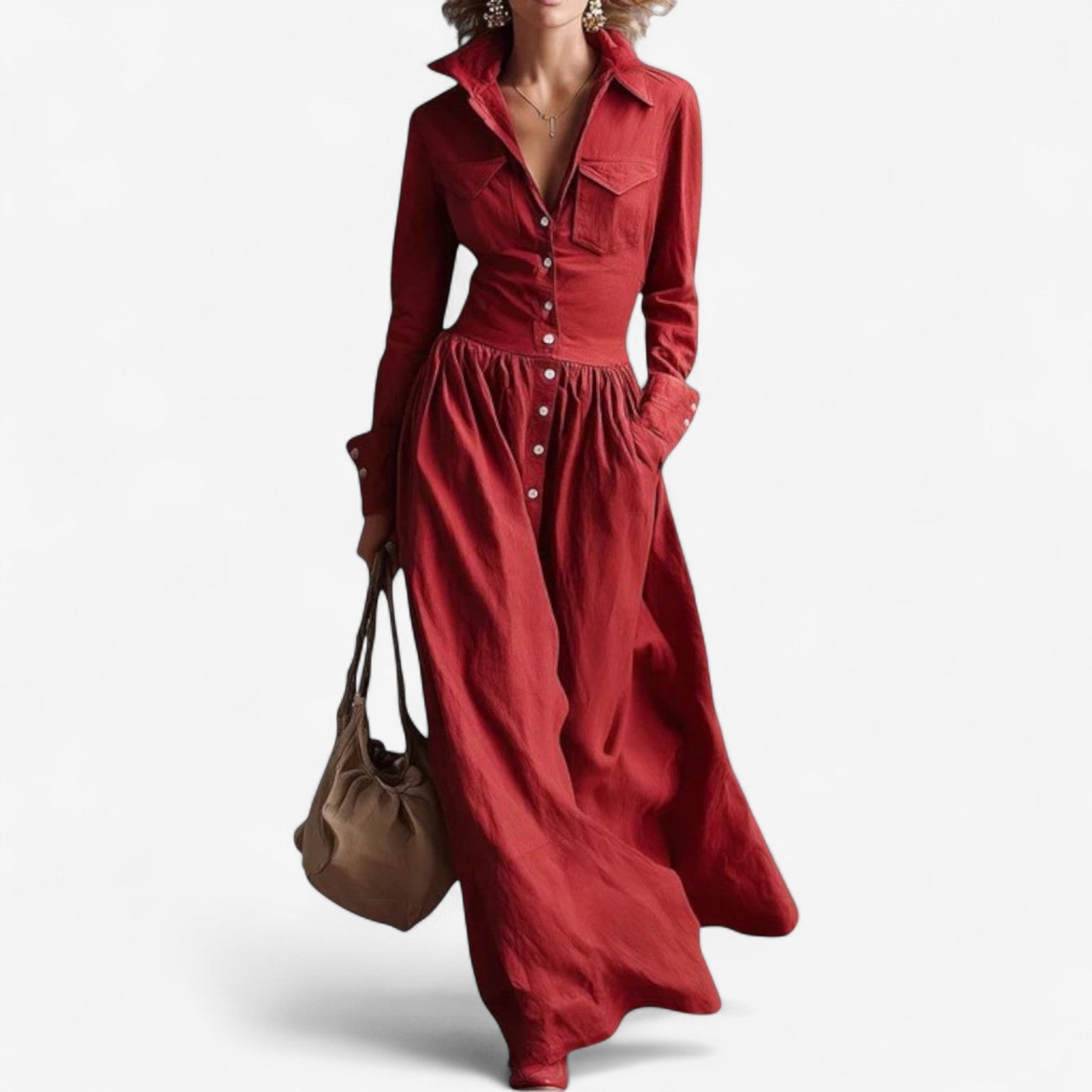 Janine™ Elegantní šaty na knoflíky