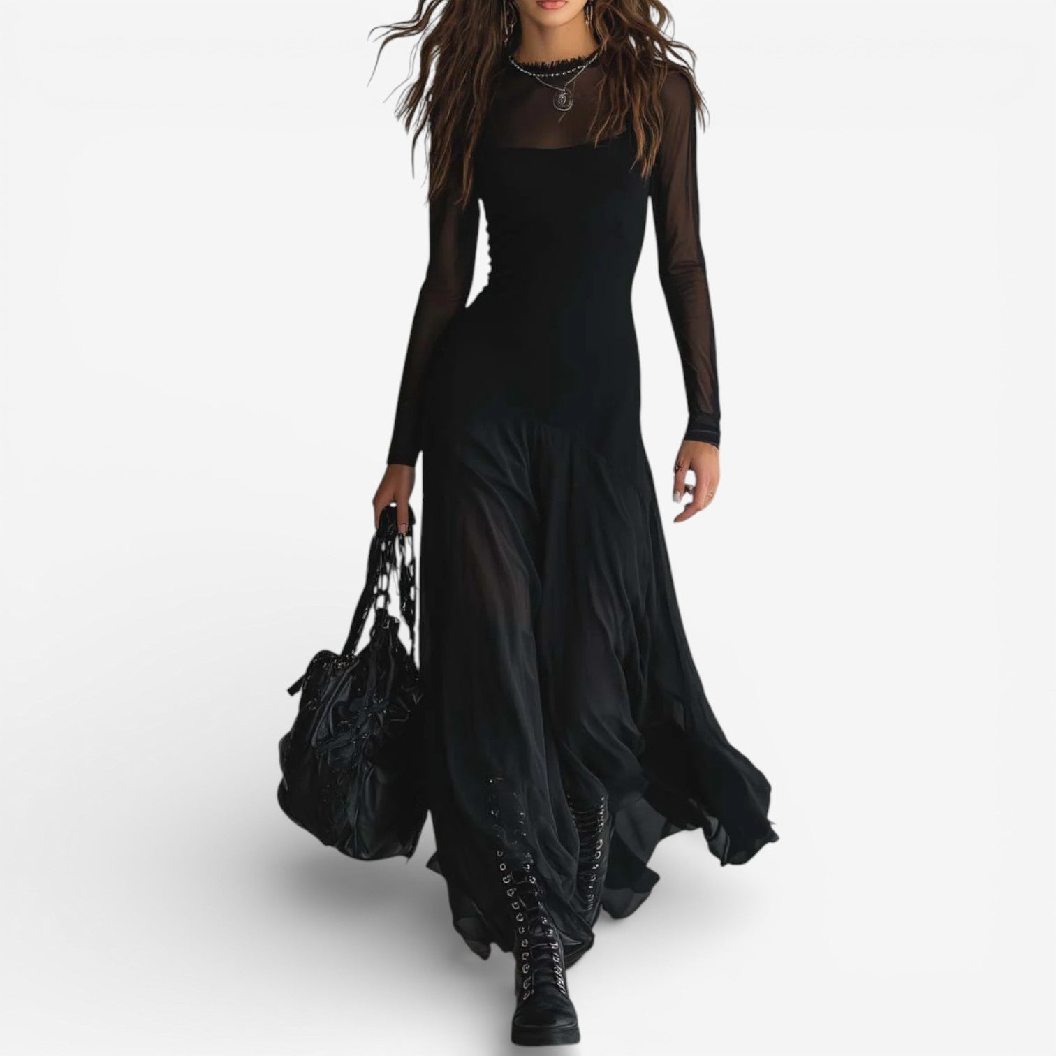 Marwin™ Černé průsvitné šaty