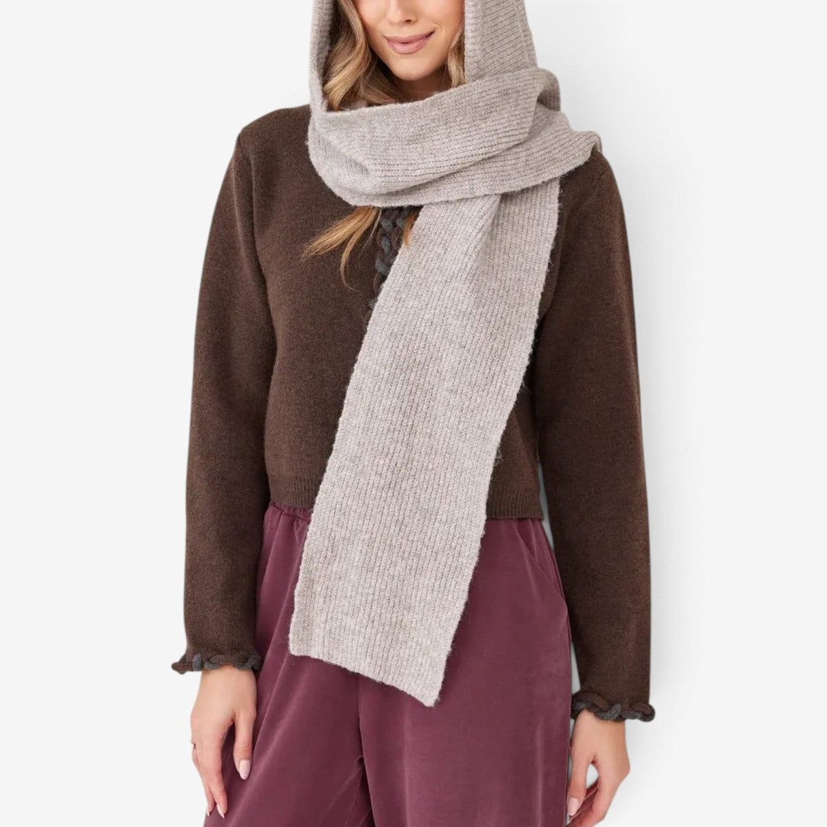 Ondine™ Dlouhá pletená šála s kapucí