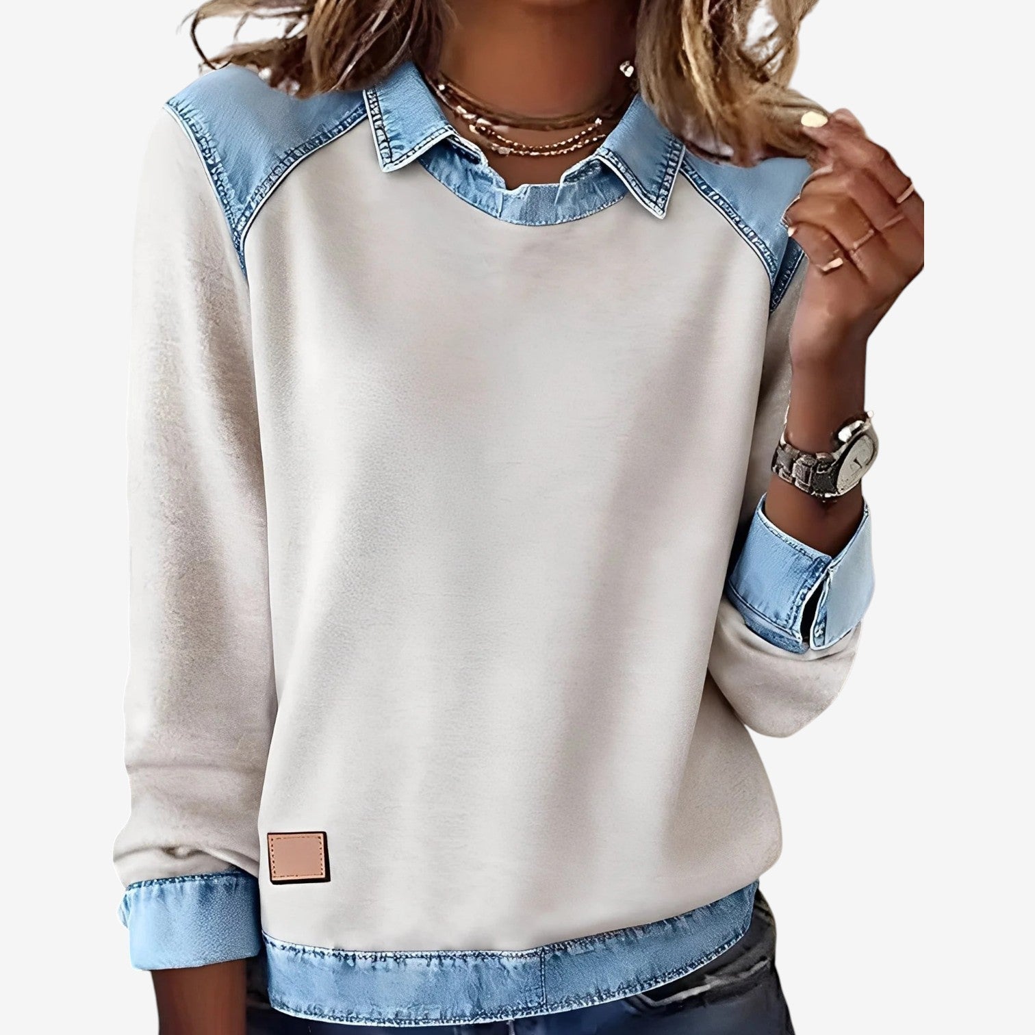 Galesi™ Svetr s denim detaily