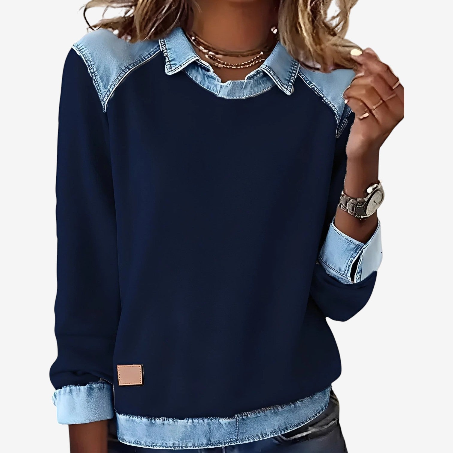 Galesi™ Svetr s denim detaily
