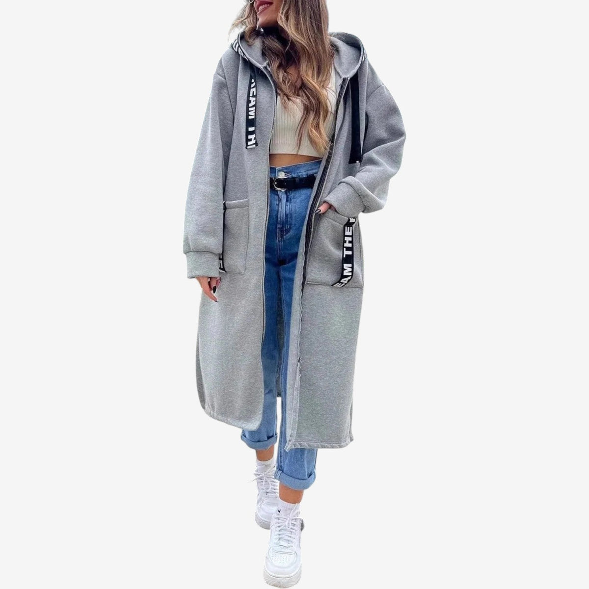 Farrah™ Oversized kabát s kapucí a dlouhou délkou