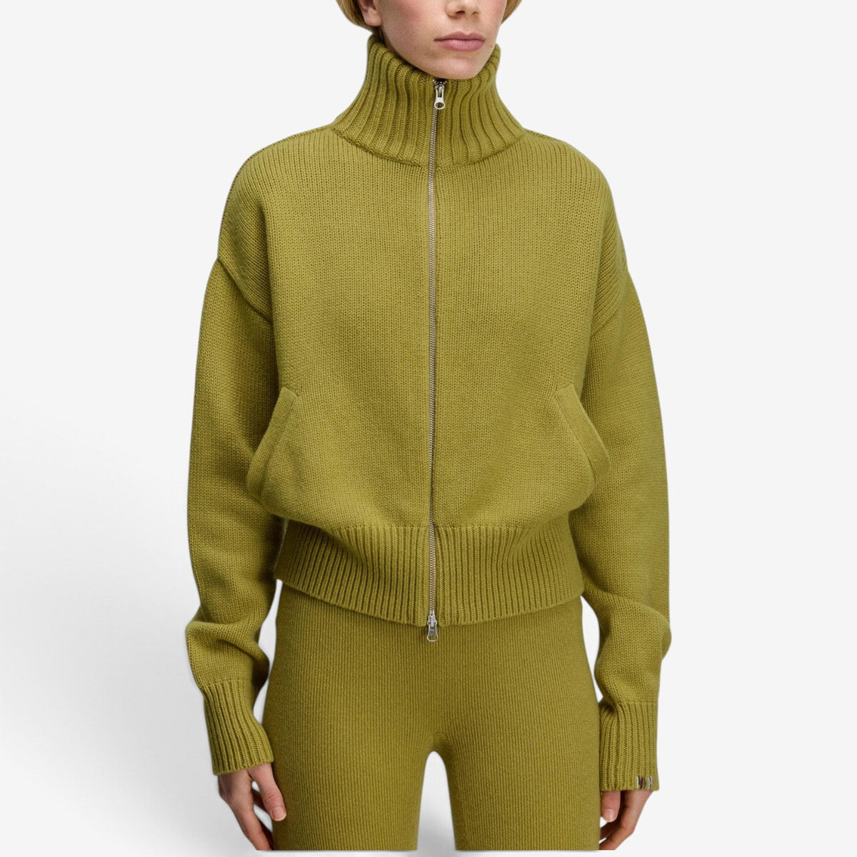 Rhea™ Pletená bunda na zip s hrubým vzorem
