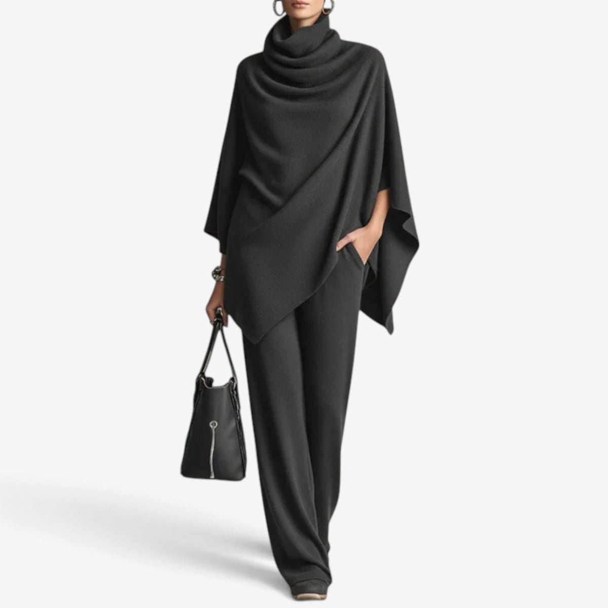 Cassandra™ Drapovaný komplet poncho s kalhotami