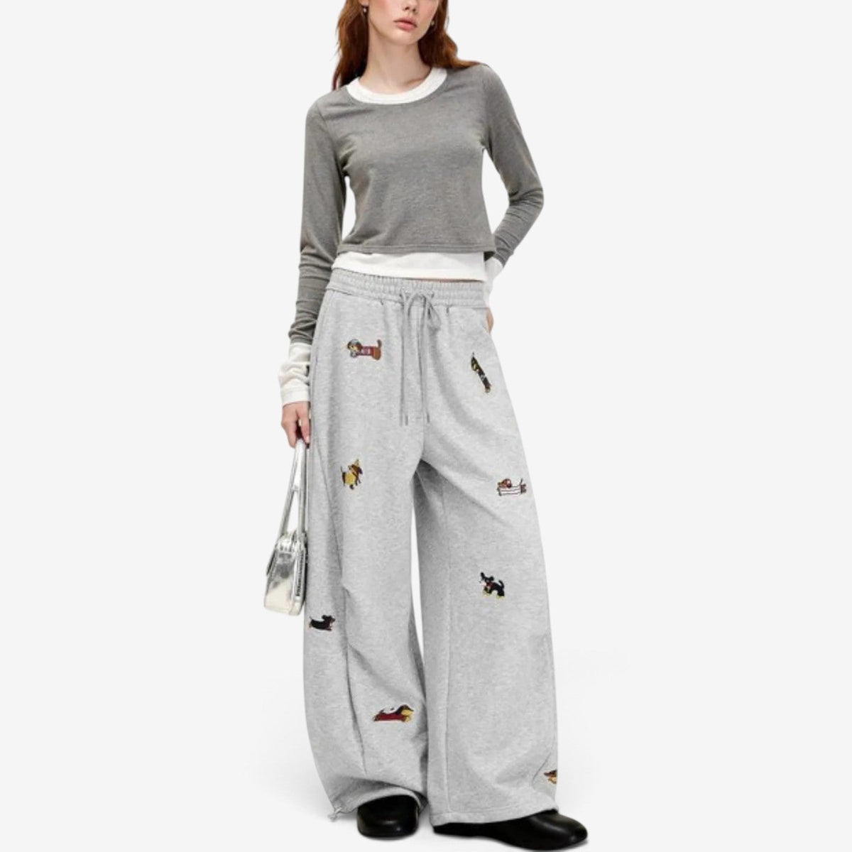 Margot™ Vyšívané kalhoty s širokými nohavicemi
