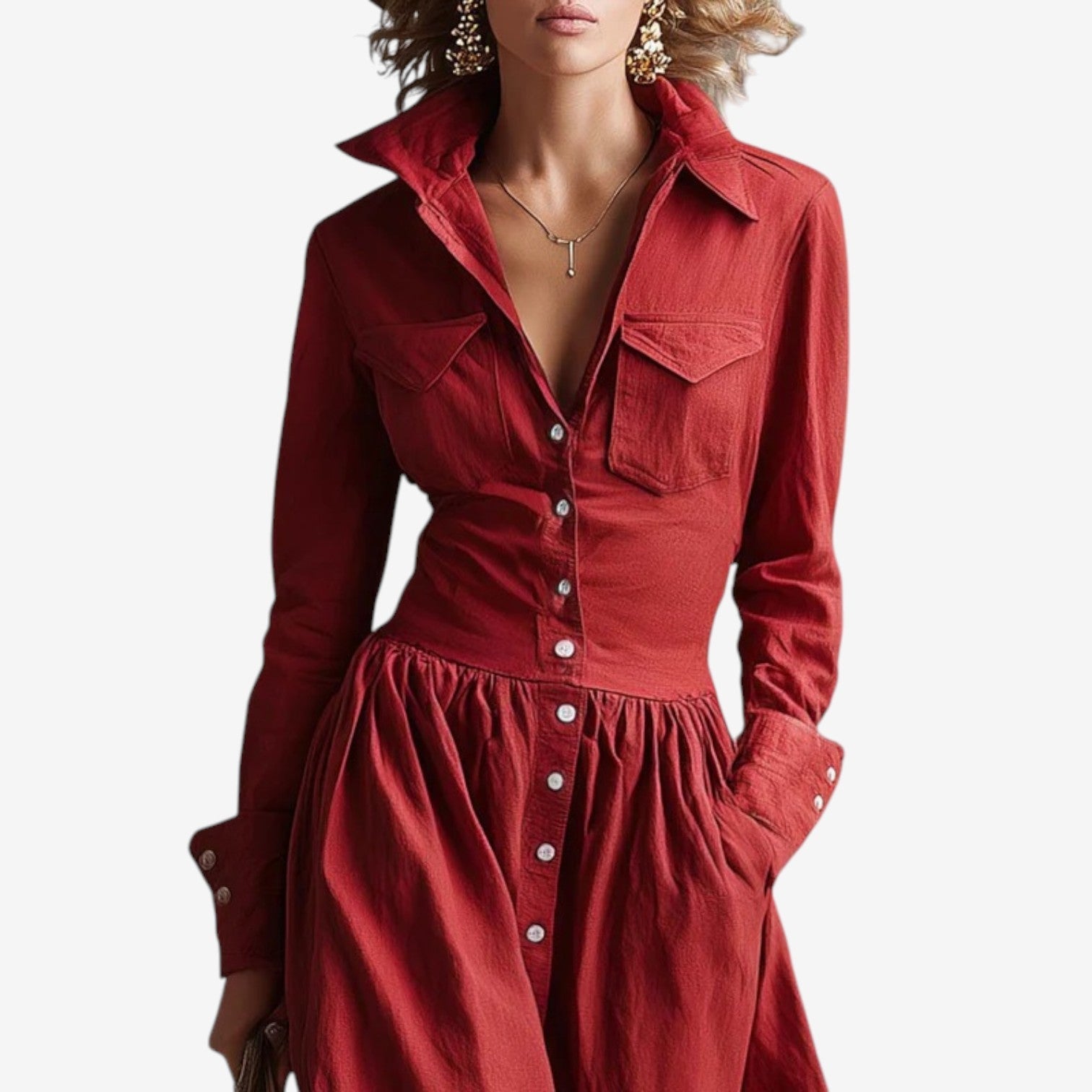 Janine™ Elegantní šaty na knoflíky