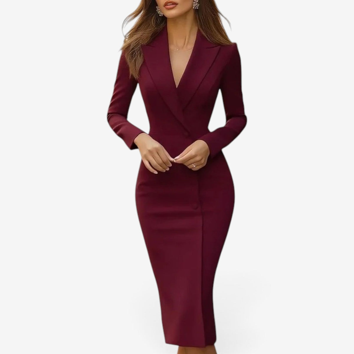 Adelina™ Střižené blejzrové midi šaty