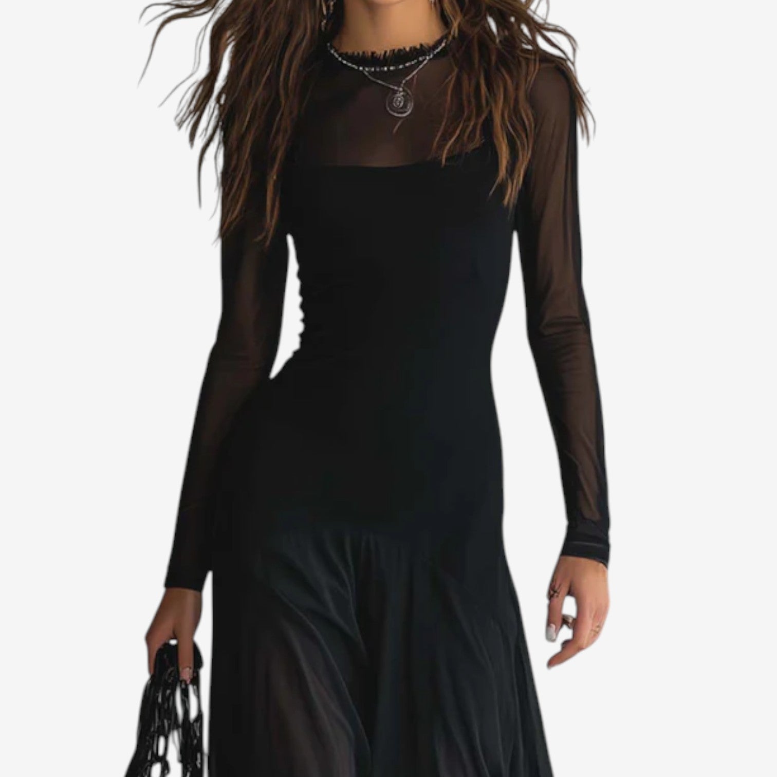 Marwin™ Černé průsvitné šaty