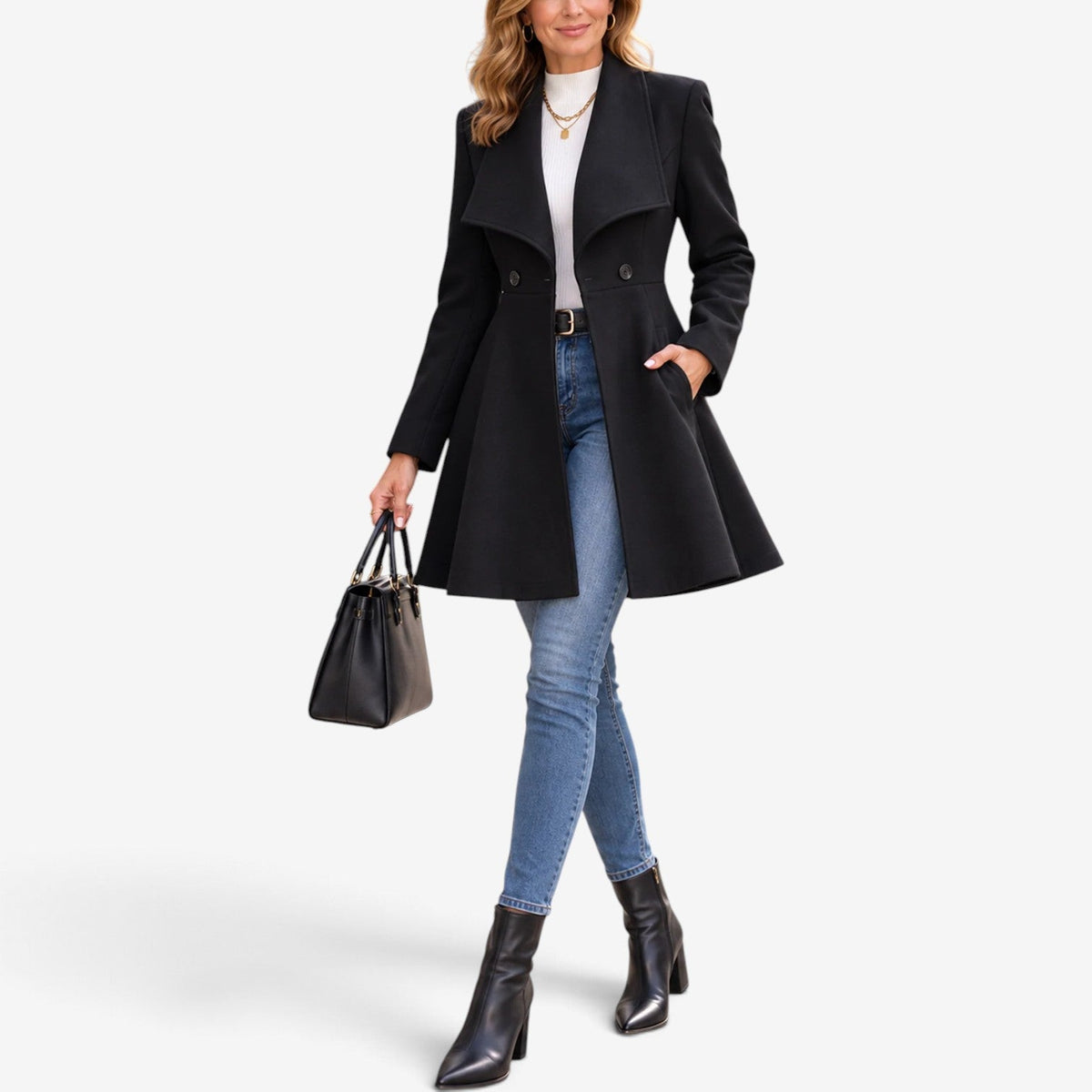 Beatrix™ Kabát s širokým límcem ve stylu skater