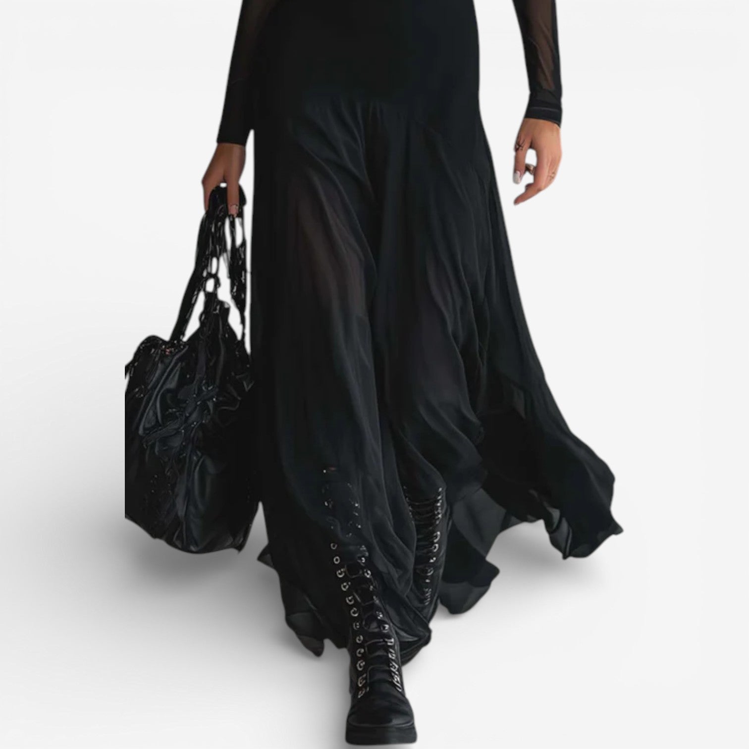 Marwin™ Černé průsvitné šaty