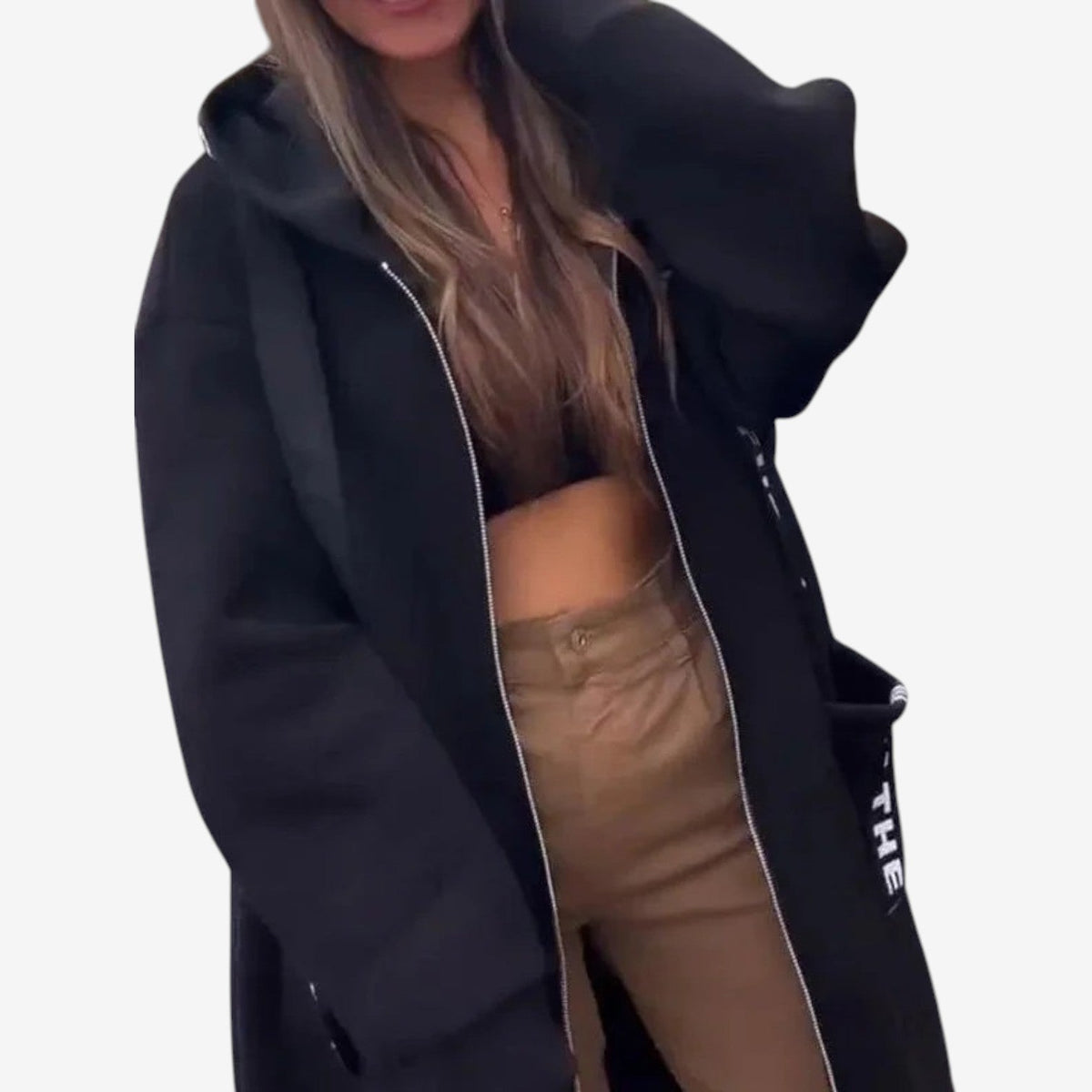 Farrah™ Oversized kabát s kapucí a dlouhou délkou