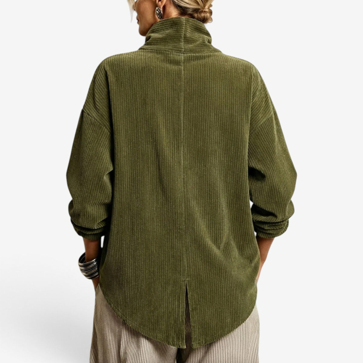 Simone™ Žebrovaná asymetrická bunda se zapínáním na knoflíky