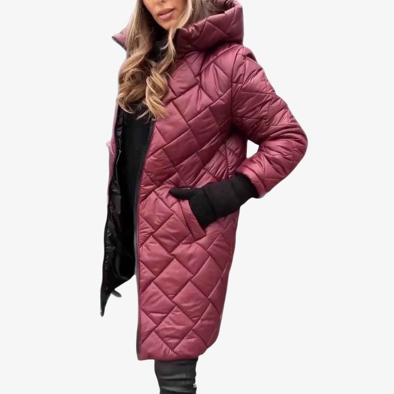 Cathleen™ Prošívaný kabát s kapucí