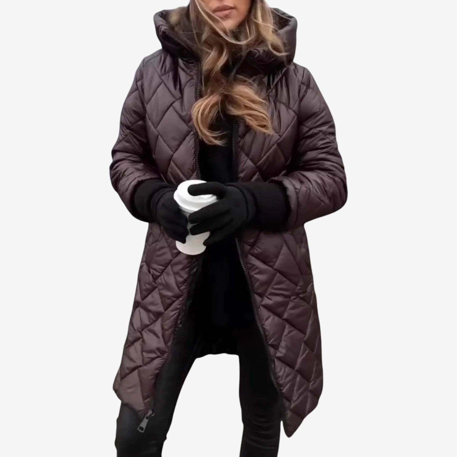 Cathleen™ Prošívaný kabát s kapucí